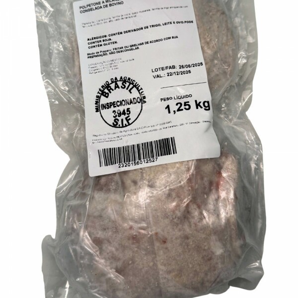 Polpetone a Milanesa - Carne Moida Moldada Congelada de Bovino - 1,25kg - 250g