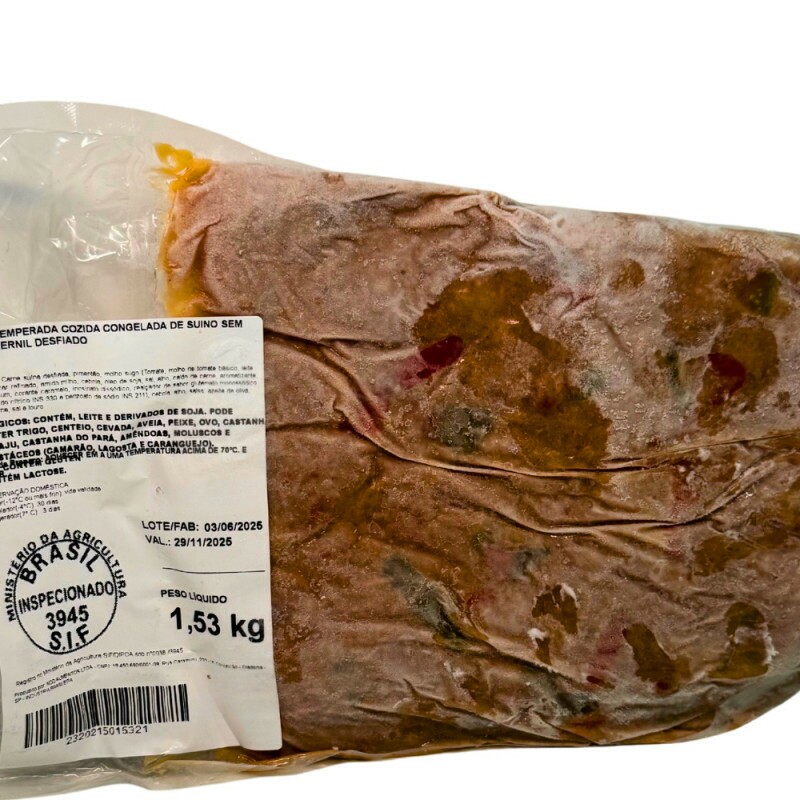 Pernil Desfiado - Carne Temperada Cozida Congelada de Suino sem Osso - 1,5kg