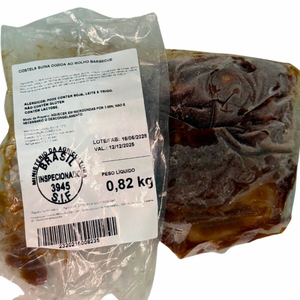 Costela Suína Ao Molho Barbecue - Carne Cozida Congelada de Suino com Osso - 800g