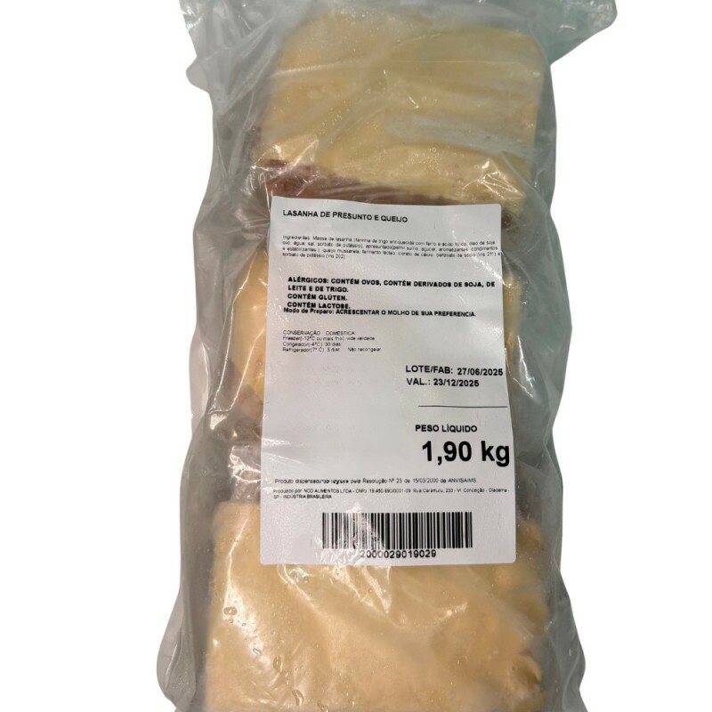 Lasanha Presunto e Queijo Tradicional Pct 6un